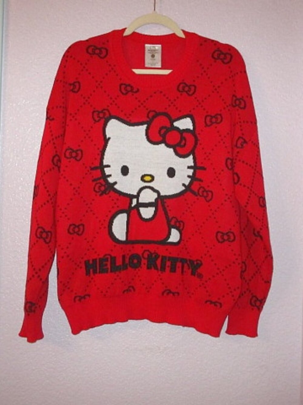 Sanrio Hello Kitty Sweater Womens L Oversized Soft Knit Cat Pullover Twee Kawaii